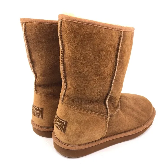 L.L. Bean Wicked Good Brown Suede Sheepskin Winter Boots 11