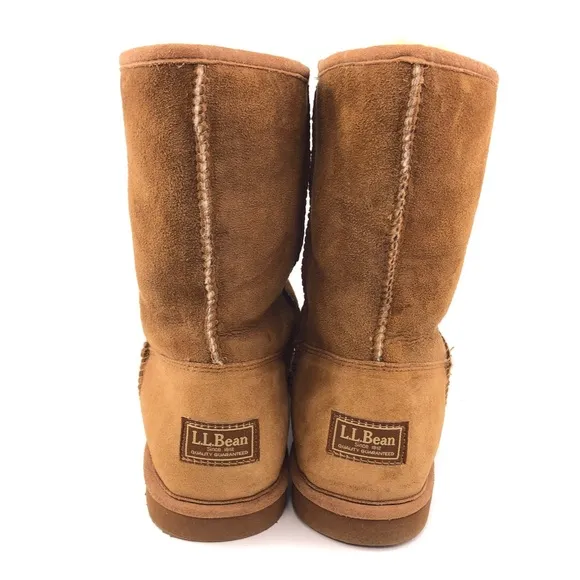 L.L. Bean Wicked Good Brown Suede Sheepskin Winter Boots 11