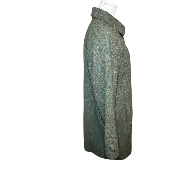 L.L. Bean Women Coat Medium Green Wool Blend Tweed Vintage Academia Classic