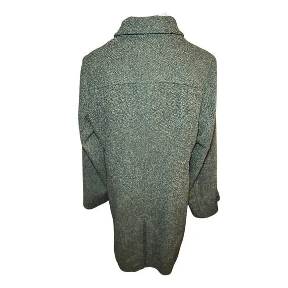 L.L. Bean Women Coat Medium Green Wool Blend Tweed Vintage Academia Classic