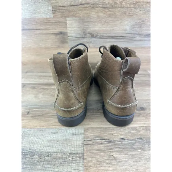 LL Bean Women’s Ankle Boots Vintage Brown Genuine Leather Moc Chukka Siz…