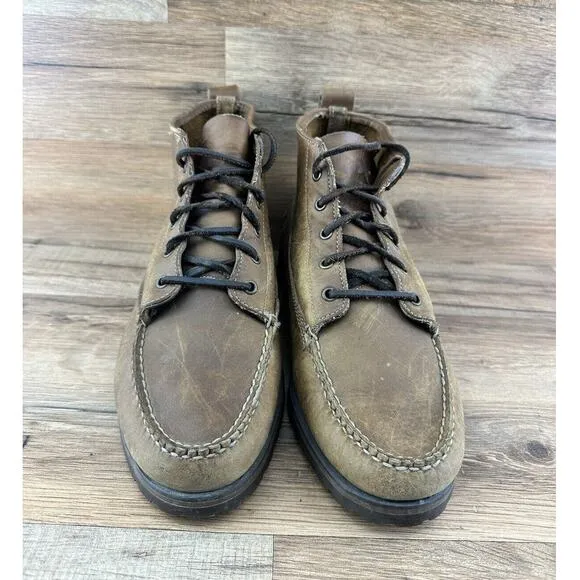 LL Bean Women’s Ankle Boots Vintage Brown Genuine Leather Moc Chukka Siz…