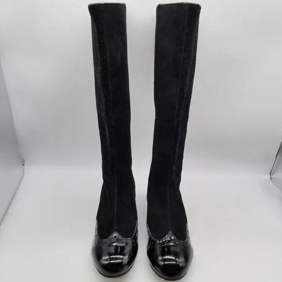 Lola Ramona Women Black Suede Alice Back Zip Tall Boots 36 US 5.5