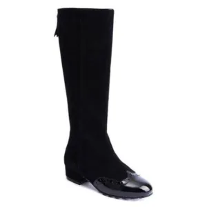 Lola Ramona Women Black Suede Alice Back Zip Tall Boots 36 US 5.5