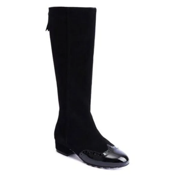 Lola Ramona Women Black Suede Alice Back Zip Tall Boots 36 US 5.5