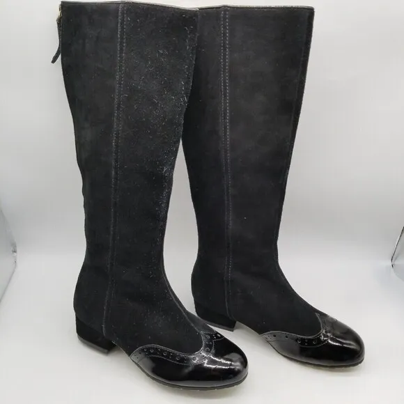 Lola Ramona Women Black Suede Alice Back Zip Tall Boots 36 US 5.5