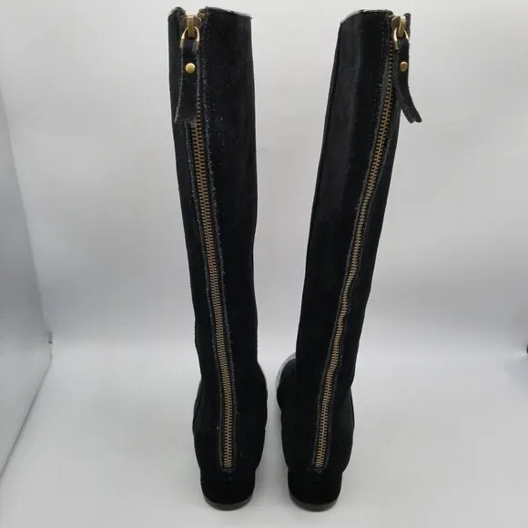 Lola Ramona Women Black Suede Alice Back Zip Tall Boots 36 US 5.5