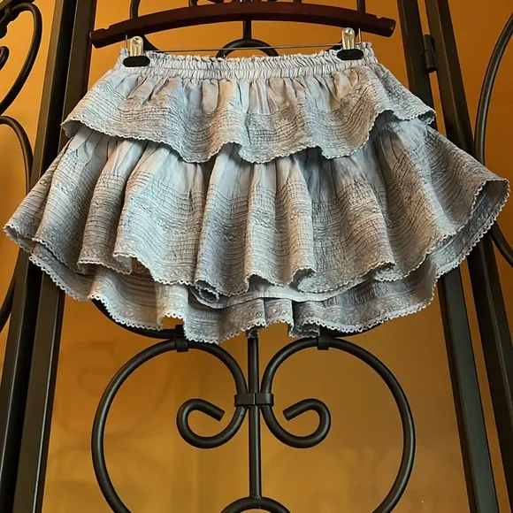 LOVESHACKFANCY Ruffle Cotton Miniskirt