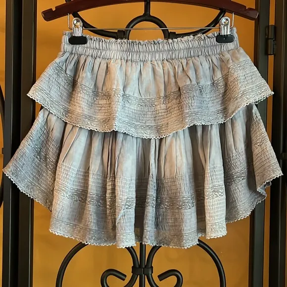LOVESHACKFANCY Ruffle Cotton Miniskirt