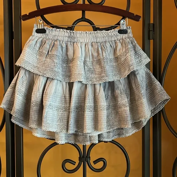 LOVESHACKFANCY Ruffle Cotton Miniskirt