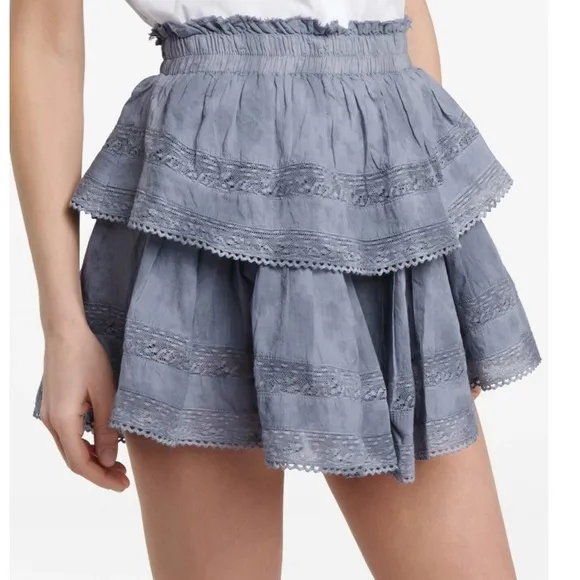 LOVESHACKFANCY Ruffle Cotton Miniskirt