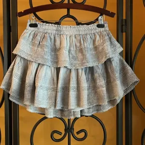 LOVESHACKFANCY Ruffle Cotton Miniskirt