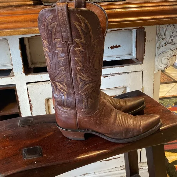 Lucchese 1883 Boots Mad Dog Goat Snip Toe Women Brown Dance Leather