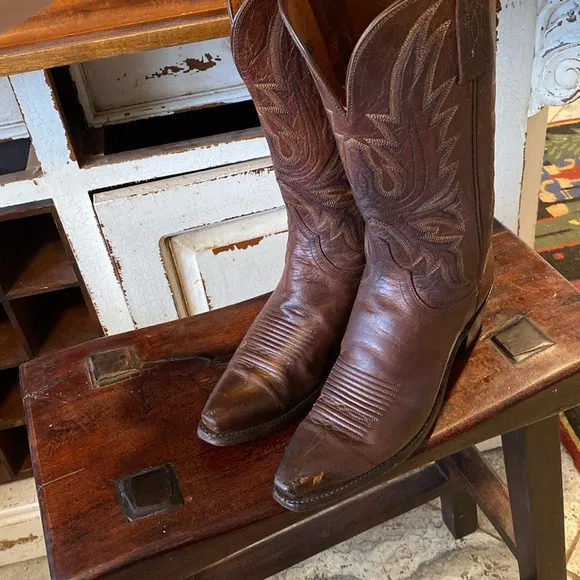 Lucchese 1883 Boots Mad Dog Goat Snip Toe Women Brown Dance Leather
