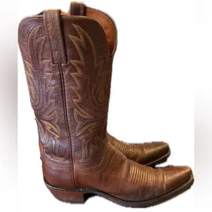 Lucchese 1883 Boots Mad Dog Goat Snip Toe Women Brown Dance Leather