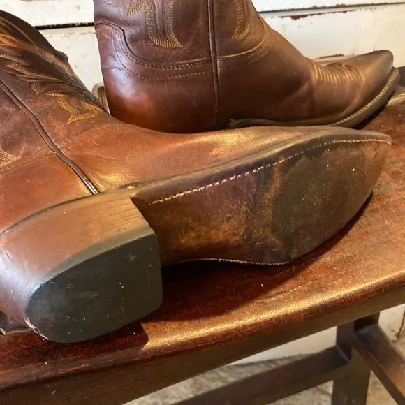 Lucchese 1883 Boots Mad Dog Goat Snip Toe Women Brown Dance Leather