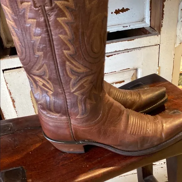 Lucchese 1883 Boots Mad Dog Goat Snip Toe Women Brown Dance Leather