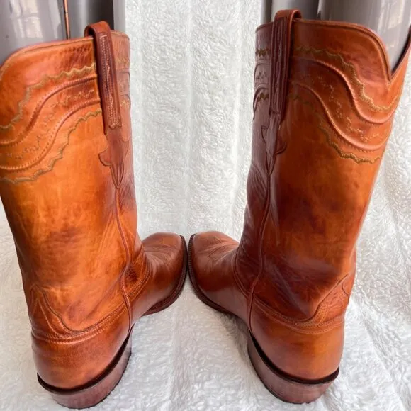 Lucchese Classic handmade Men brown leather cowboy boots, size 11.5