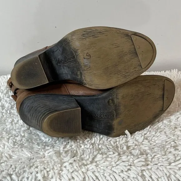 Lucky Brand LP Tommie Winter Haze Leather Ankle Boots Bourbon Brown Size 9