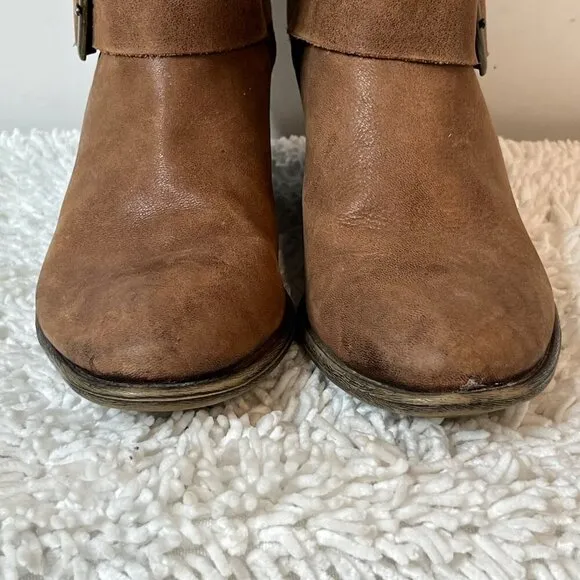 Lucky Brand LP Tommie Winter Haze Leather Ankle Boots Bourbon Brown Size 9