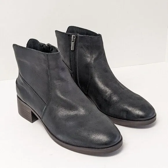 Lucky Brand Pedera Ankle Boots, Black Leather, Women's 8.5