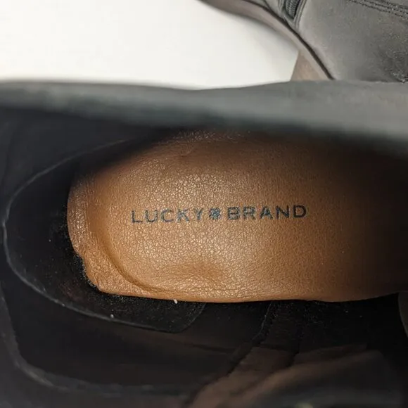 Lucky Brand Pedera Ankle Boots, Black Leather, Women's 8.5
