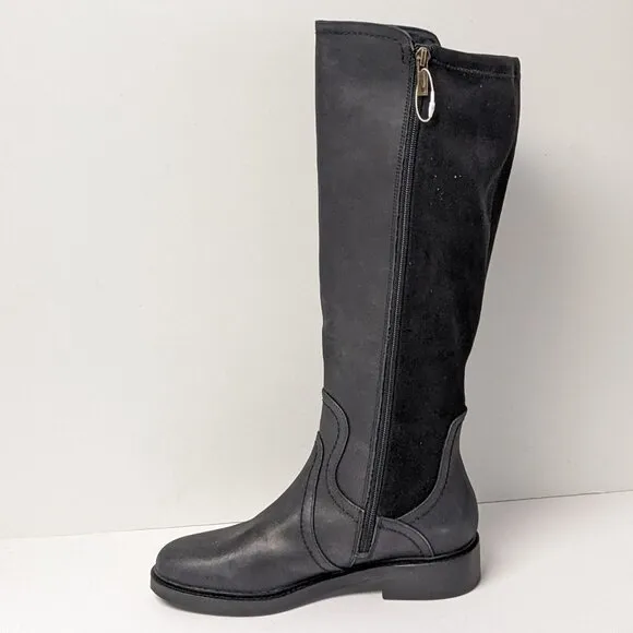 Lucky Brand Quenbe Tall Riding Boots, Black Leather, Women's 6.5 M