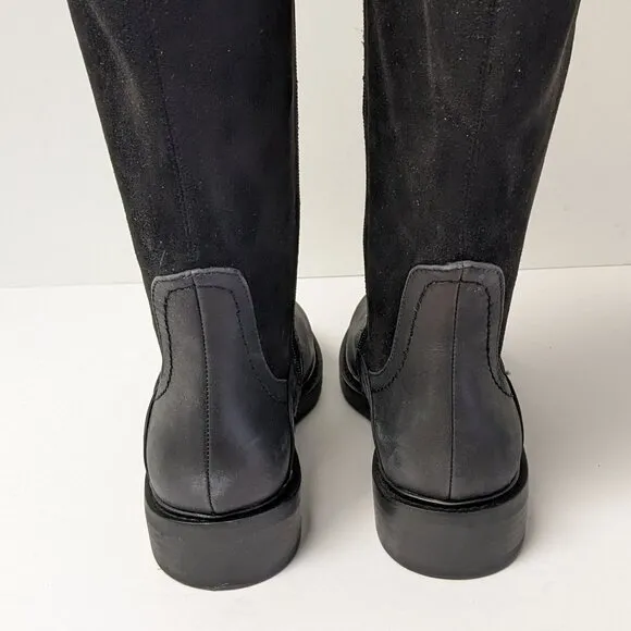Lucky Brand Quenbe Tall Riding Boots, Black Leather, Women's 6.5 M