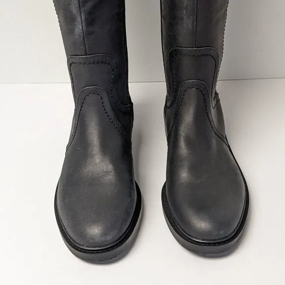 Lucky Brand Quenbe Tall Riding Boots, Black Leather, Women's 6.5 M