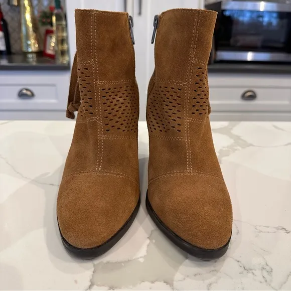 Lucky Brand Ramses Women Suede Western Ankle Boots Sz 7.5 Brown Leather Cowgirl