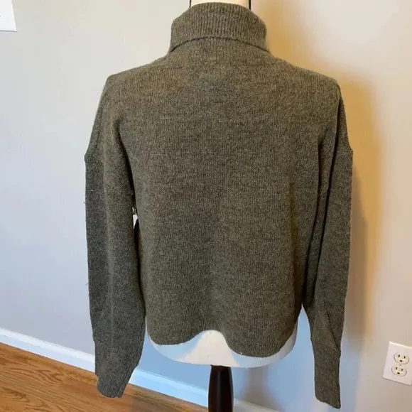 Lumiere Gray Green Wool Blend Sweater Turtle Neck Fall Winter Unique Sleeve NWT