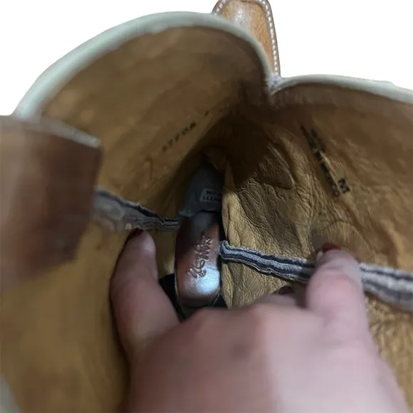 Macie Bean Women 8.5M Brown Leather Embroidered Western Cowgirl Cowboy Boots