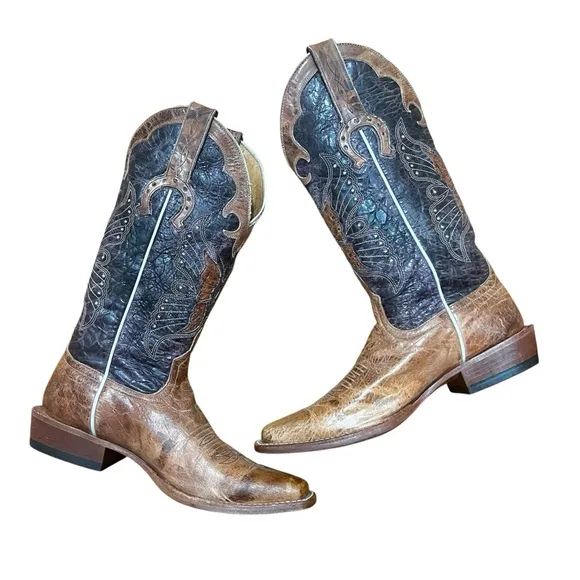 Macie Bean Women 8.5M Brown Leather Embroidered Western Cowgirl Cowboy Boots