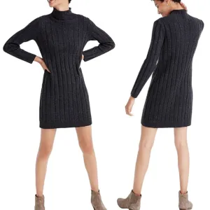 MADEWELL DONEGAL CHARCOAL GRAY ROLLED MOCKNECK SWEATER DRESS SIZE XS