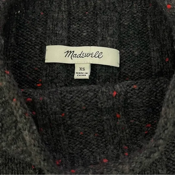 MADEWELL DONEGAL CHARCOAL GRAY ROLLED MOCKNECK SWEATER DRESS SIZE XS