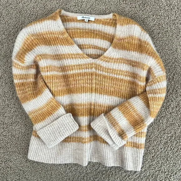 Madewell Gold Striped Wool Sweater, NWOT