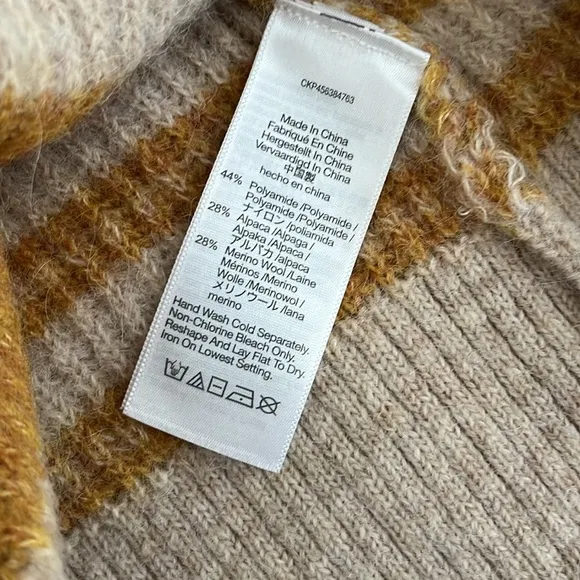 Madewell Gold Striped Wool Sweater, NWOT