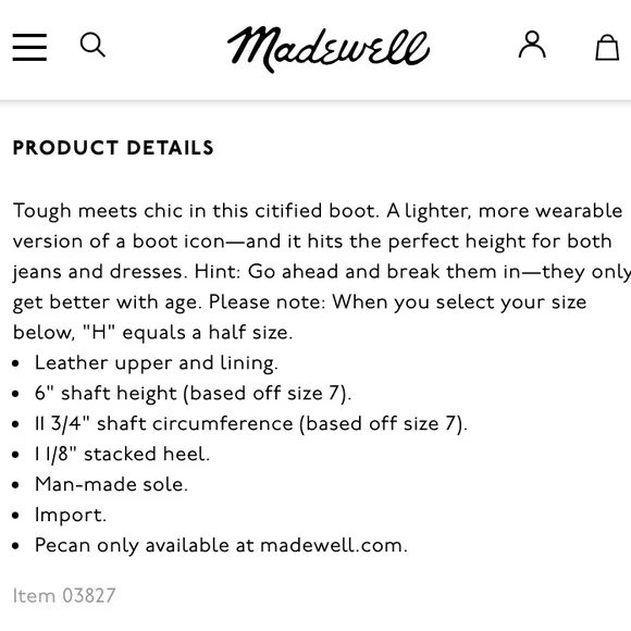 Madewell Pecan Brown Leather Motorcycle Boots