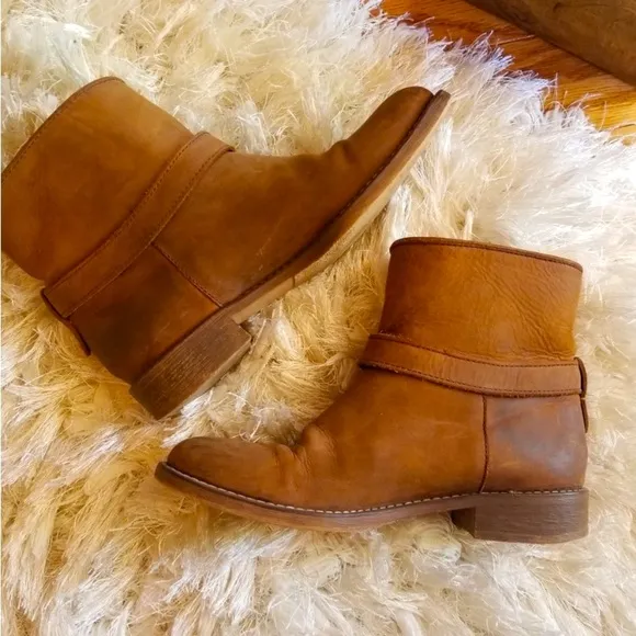 Madewell Pecan Brown Leather Motorcycle Boots