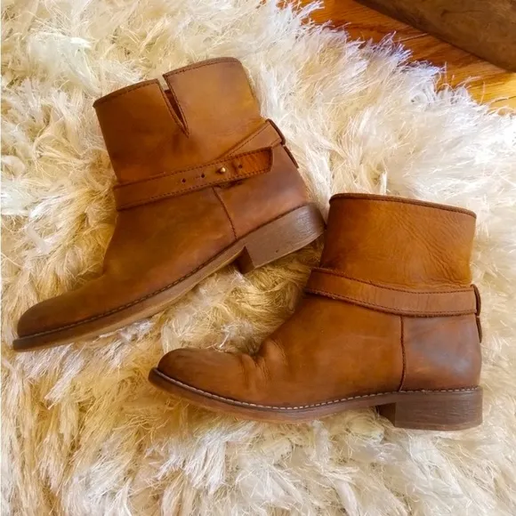 Madewell Pecan Brown Leather Motorcycle Boots