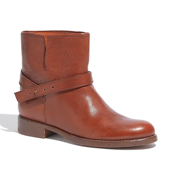 Madewell Pecan Brown Leather Motorcycle Boots