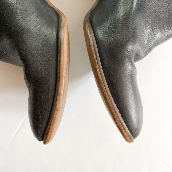 Madewell The Billie Ankle Boots Women 10 Zip Black Leather Stacked Block Heel