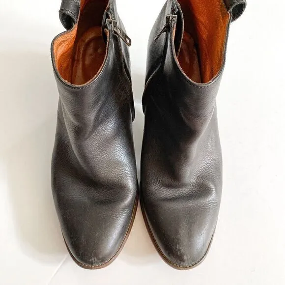 Madewell The Billie Ankle Boots Women 10 Zip Black Leather Stacked Block Heel