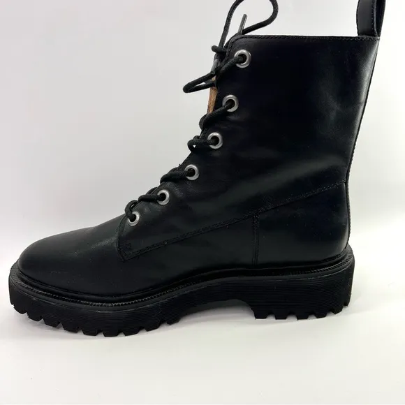 Madewell The Rayna Lace-Up Boots Black Leather 10