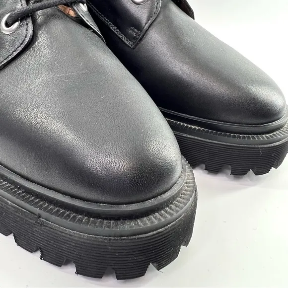 Madewell The Rayna Lace-Up Boots Black Leather 10