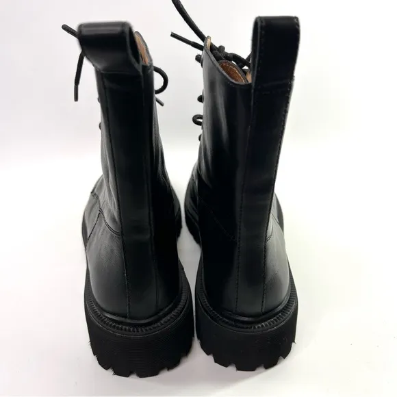 Madewell The Rayna Lace-Up Boots Black Leather 10