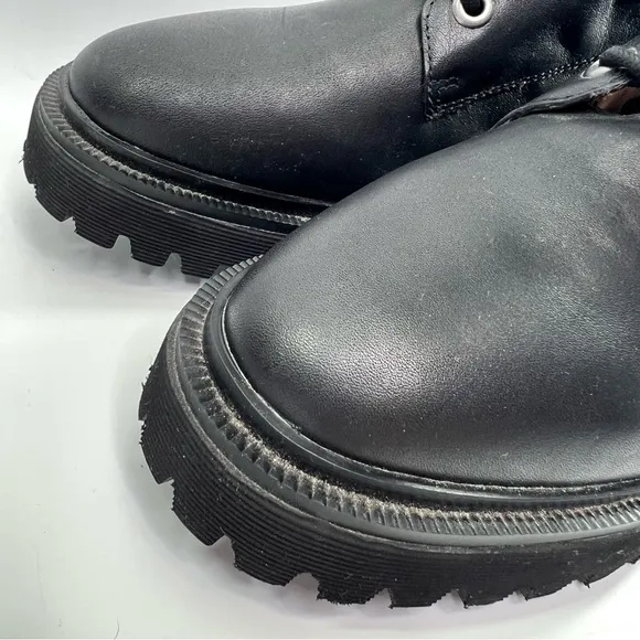 Madewell The Rayna Lace-Up Boots Black Leather 10