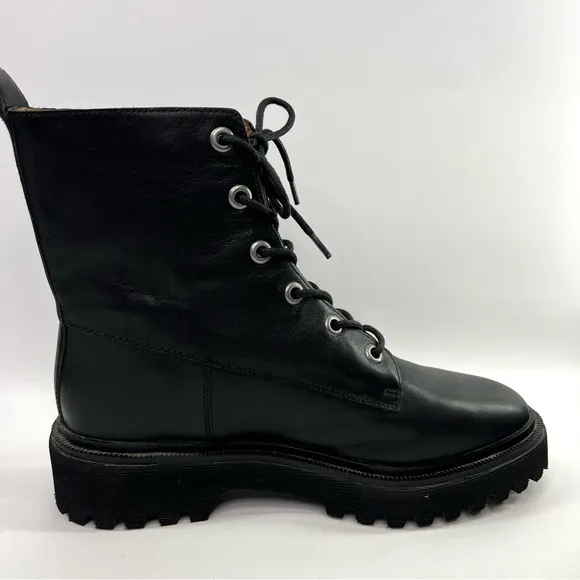 Madewell The Rayna Lace-Up Boots Black Leather 10