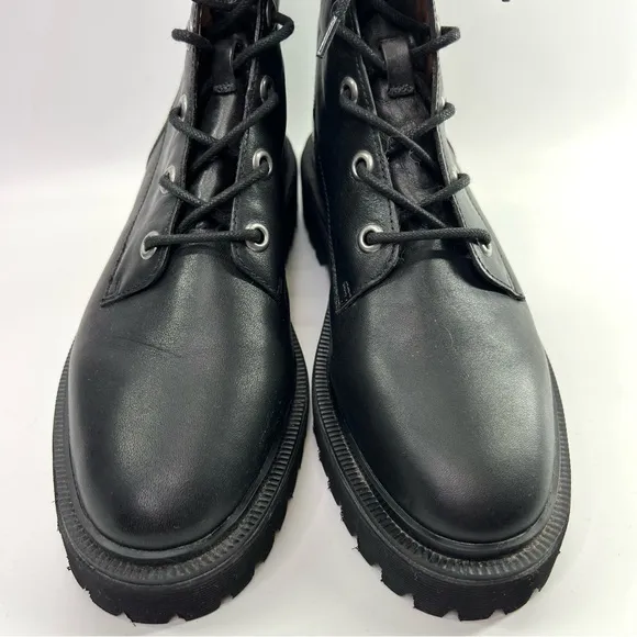 Madewell The Rayna Lace-Up Boots Black Leather 10