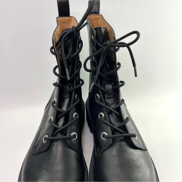 Madewell The Rayna Lace-Up Boots Black Leather 10